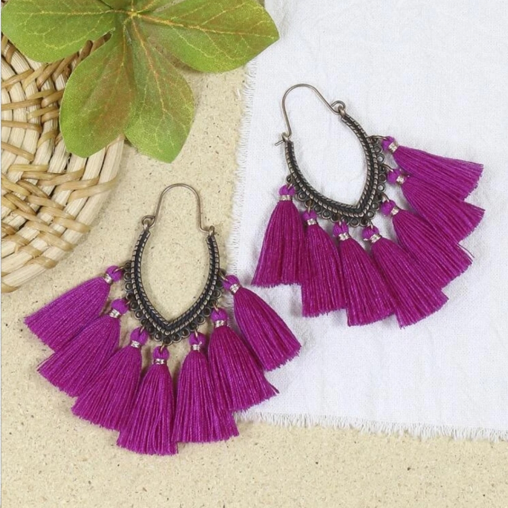 Fushia Antique Bronze Earrings